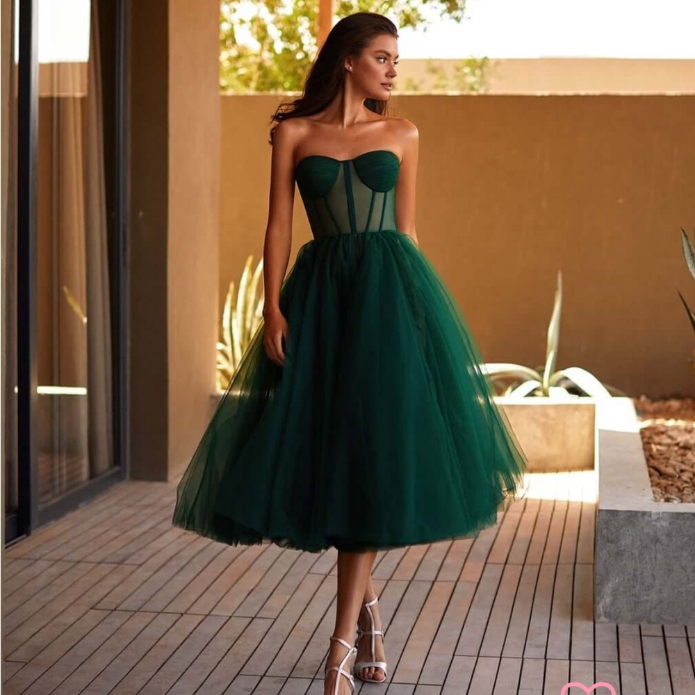 Milla Emerald Green Tulle Midi Dress